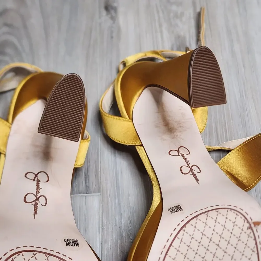 Jessica Simpson Sandals Women's 8M Gold Rayli Ankle Strap Heeled